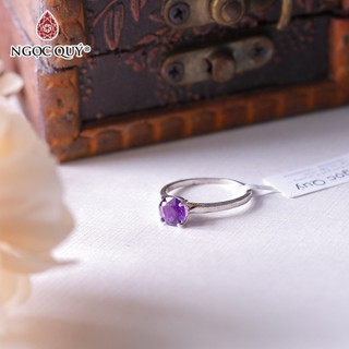 Nhẫn S925 mỏng thạch anh tím - Ngọc Quý