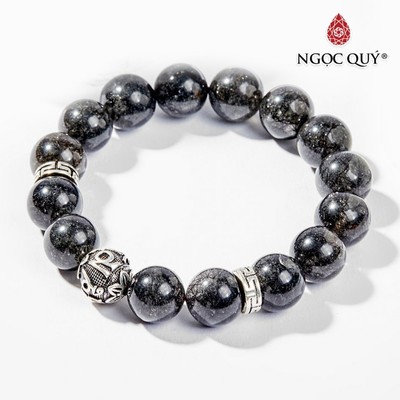 Vòng tay nam thạch anh tóc đen charm cầu Mẫu VC0658 - Ngọc Quý