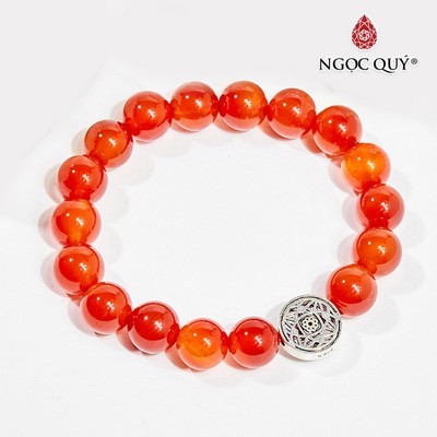 Vòng tay mã não đỏ charm may mắn size hạt 10mm Mẫu VC0109 - Ngọc Quý