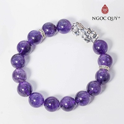 Vòng tay Thạch Anh Tím phối charm tỳ hưu S925 Mẫu VC0143 - Ngọc Quý