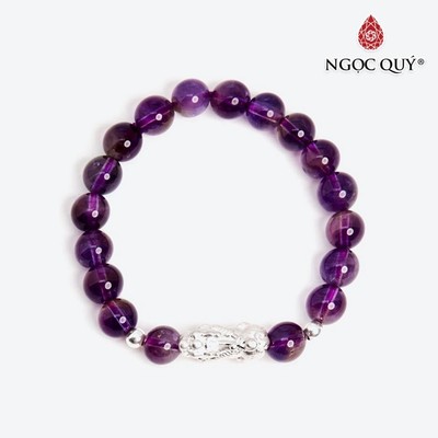Vòng Thạch Anh Tím phối charm tỳ hưu S925 Mẫu VC0160 - Ngọc Quý