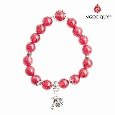 Vòng tay thạch anh dâu charm hồ lô Mẫu VC0770 - Ngọc Quý