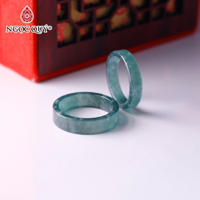Nhẫn cẩm thạch A - Nhẫn đá lam ngọc Jadeite Jade type A bản vuông LG04 - Ngọc Quý