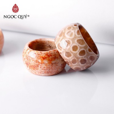 Nhẫn ngón cái đá san hô hóa thạch - Ngọc Quý