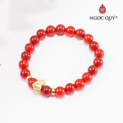 Vòng Tay Đá Mã Não Đỏ Charm Con Giáp S925 Mạ Vàng Mẫu VC0111 - Ngọc Quý