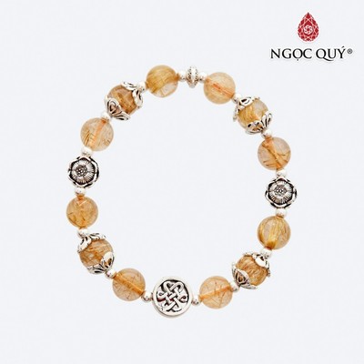 Vòng tay thạch anh tóc vàng phối charm S925 Mẫu VC0648 - Ngọc Quý