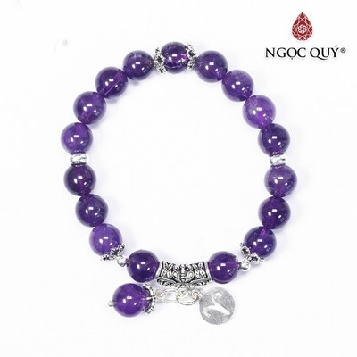 Vòng tay Thạch Anh Tím charm S925 cung hoàng đạo Mẫu VC0140 - Ngọc Quý