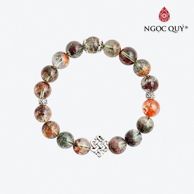 Vòng tay thạch anh ưu linh đa sắc charm kết đồng tâm Mẫu VC0515 - Ngọc Quý