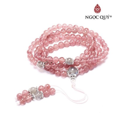 Vòng chuỗi 108 hạt thạch anh dâu - Ngọc Quý