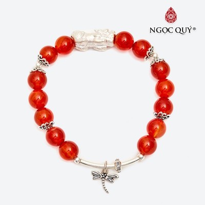 Vòng Tay Đá Mã Não Đỏ Phối Charm Tỳ Hưu Size Hạt 8mm Mẫu VC0129 - Ngọc Quý