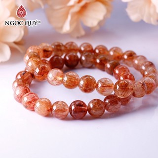  Vòng tay đá thạch anh tóc đỏ rutilated quartz hạt 6mm đến13mm -  Ngọc Quý  
