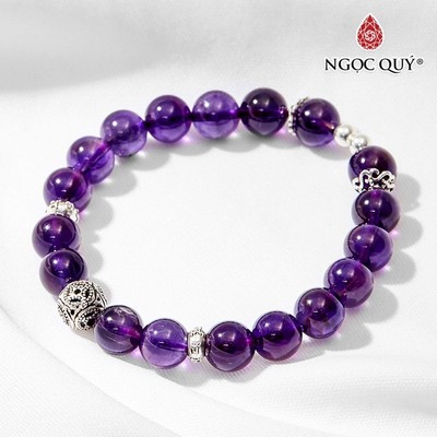 Vòng tay Thạch Anh Tím phối charm đồng tiền Mẫu VC0122 - Ngọc Quý