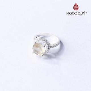 Nhẫn S925 nữ đính thạch anh tóc cao cấp - Ngọc Quý