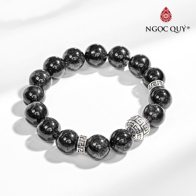 Vòng tay thạch anh tóc đen phối charm S925 Mẫu VC0561 - Ngọc Quý