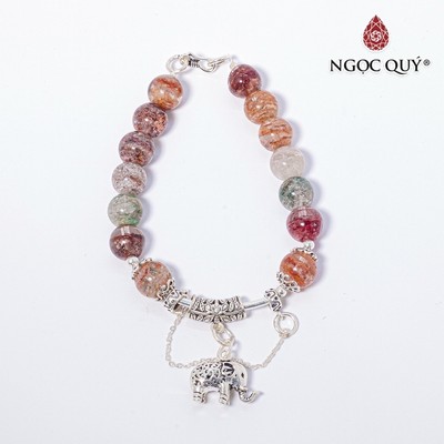 Vòng tay thạch anh ưu linh đa sắc phối charm hươu cao cổ S925 Mẫu VC0496 - Ngọc Quý