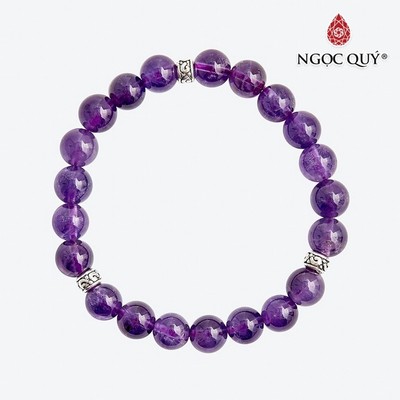 Vòng tay Thạch Anh Tím charm hoa văn Mẫu VC0881 - Ngọc Quý