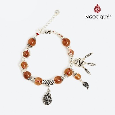 Vòng tay thạch anh tóc đỏ phối dream catcher hạt 8mm Mẫu VC0625 - Ngọc Quý