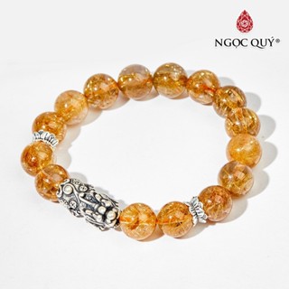  Vòng tay thạch anh tóc vàng phối charm bạc - Ngọc Quý 