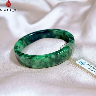 Vòng cẩm thạch - Vòng tay liền khối bản vuông đá cẩm thạch sơn thủy Jadeite Jade (kèm kiểm định) LMB08 - Ngọc Quý