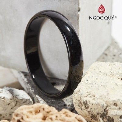 Vòng tay mã não đen bản hẹ - Ngọc Quý
