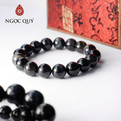 Vòng tay đá mắt hổ xanh đen Tiger's Eye mệnh thủy, mộc - Ngọc Quý