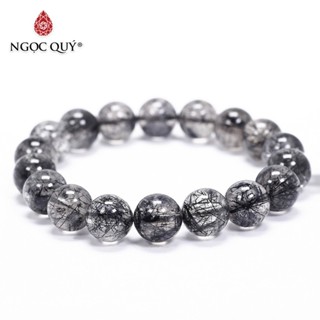  Vòng tay đá thạch anh tóc đen đậm thiên nhiên mệnh thủy mộc - Ngọc Quý 