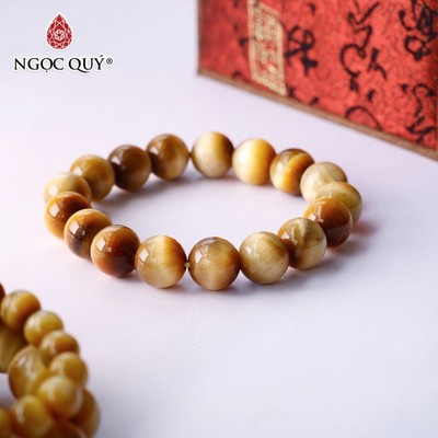 Vòng đá mắt hổ vàng tâm tiger's eyes quartz mệnh thủy, kim - Ngọc Quý