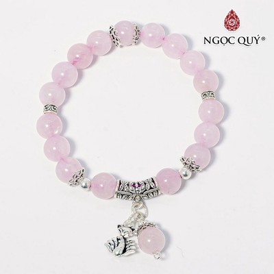 Vòng tay Thạch Anh Hồng charm S925 Mẫu VC0121 - Ngọc Quý