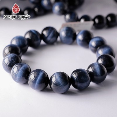 Vòng tay đá mắt hổ xanh đen AAA hợp mệnh thủy & mộc - Ngọc Quý
