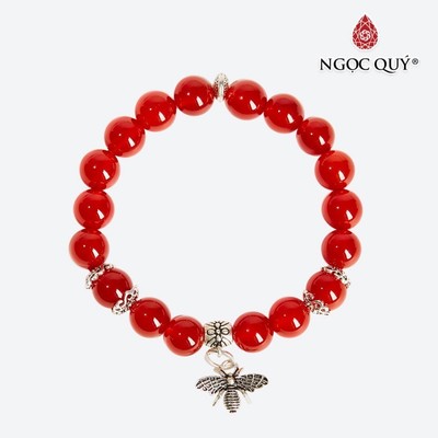 Vòng Tay Đá Mã Não Đỏ Charm Ong Mẫu VC0120 - Ngọc Quý