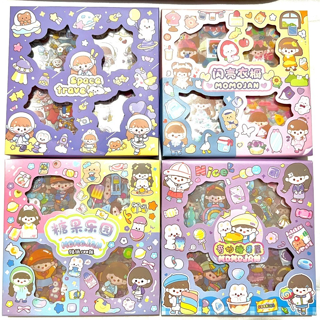 Set 100 tấm (1000 miếng) hình dán sticker trang trí sổ - hình dán chống nước dán mọi bề mặt