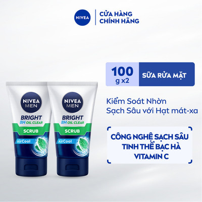 Bộ 2 Sữa Rửa Mặt NIVEA MEN Bright Oil Clear Kiểm Soát Nhờn | Sạch Sâu (100 g) - 88880x2