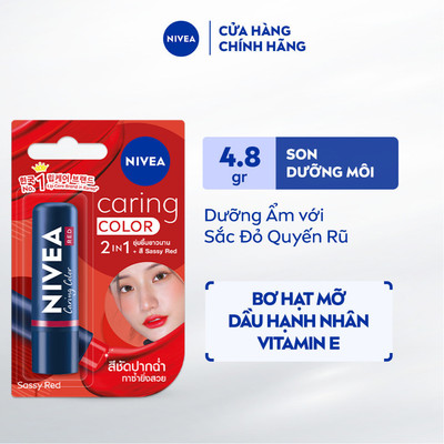 Son Dưỡng Có Màu NIVEA Sassy Red Đỏ Quyến Rũ/Hồng Đào Ngọt Ngào4.8g/4.9g / Son Dưỡng Hồng Môi - 88058/93408
