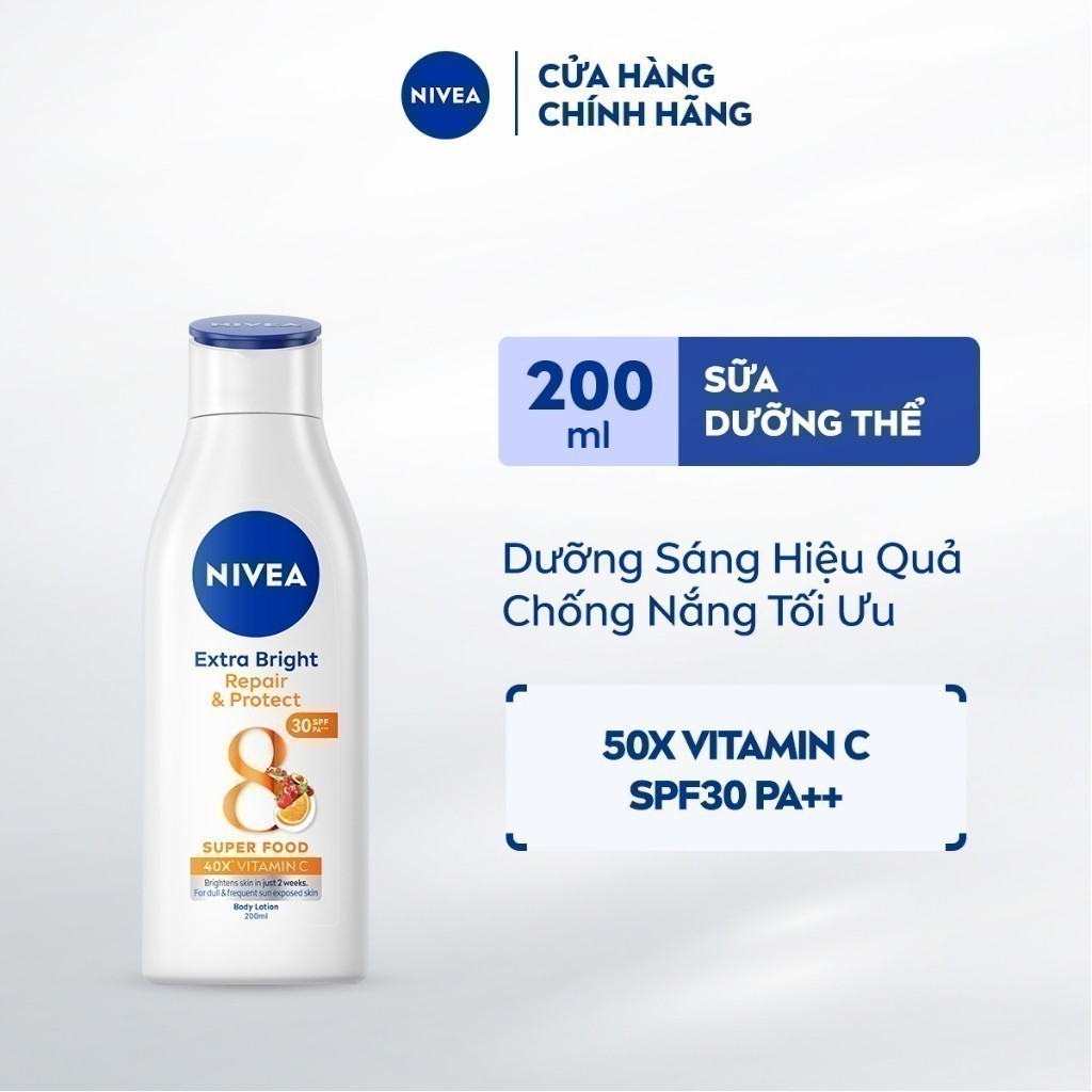 Sữa Dưỡng Thể NIVEA Phục Hồi & Chống Nắng Ban Ngày 8 Super Foods (200 ml) - 88310