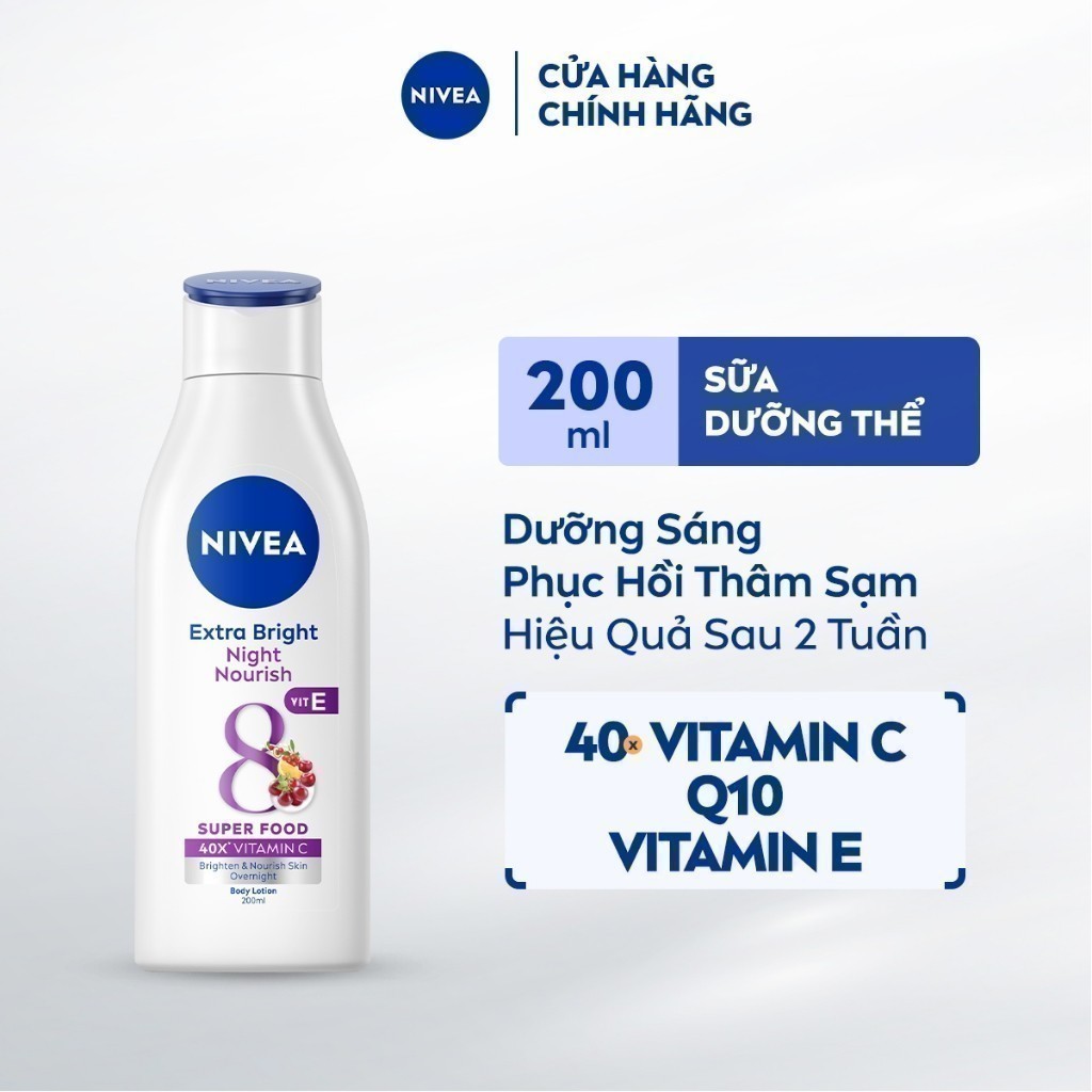 Sữa Dưỡng Thể NIVEA Sáng Da Ban Đêm 8 Super Foods (200 ml) - 88188