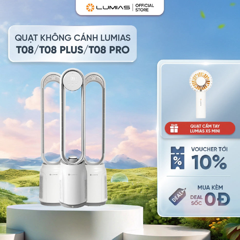 Quạt không cánh kết hợp lọc không khí Lumias T08 / T08 Pro/ T08 Plus - 33W, 3 chế độ gió linh hoạt