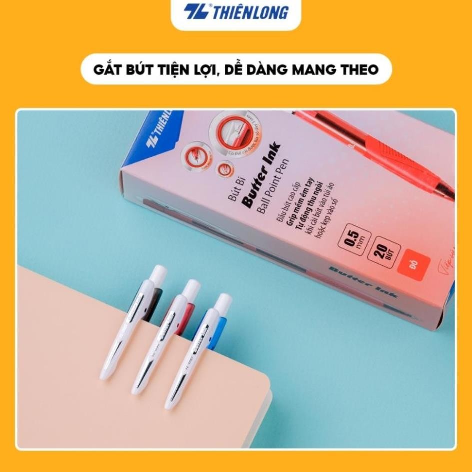 [CHUYÊN SỈ] Hộp 20 Bút bi Thiên Long TL-095 Butter Ink - Viết bi ngòi 0.5mm nét đều