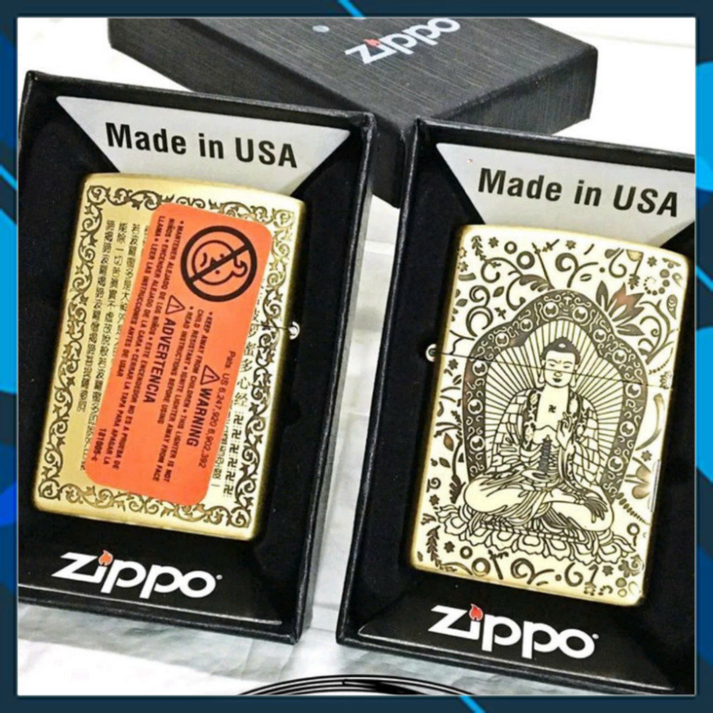Vỏ Zippo Chính Hãng Mỹ Đồng Khối - Vỏ Zippo Amor Chủ Đề Phật  - (KHÔNG BAO GỒM  NHIÊN LIỆ