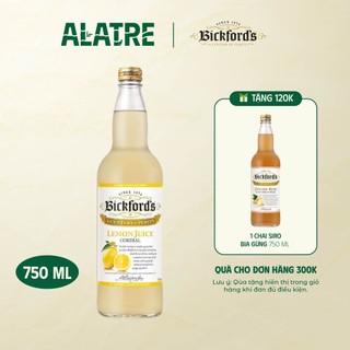 Siro chanh vàng Bickford's chai 750ml - Phân phối bởi Alatre