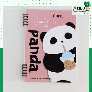  Vở kẻ ngang nét đứt Panda S41 Sổ còng nhựa 2 đầu in họa tiết hình gấu trúc dễ thương 120 trang A5 B5 