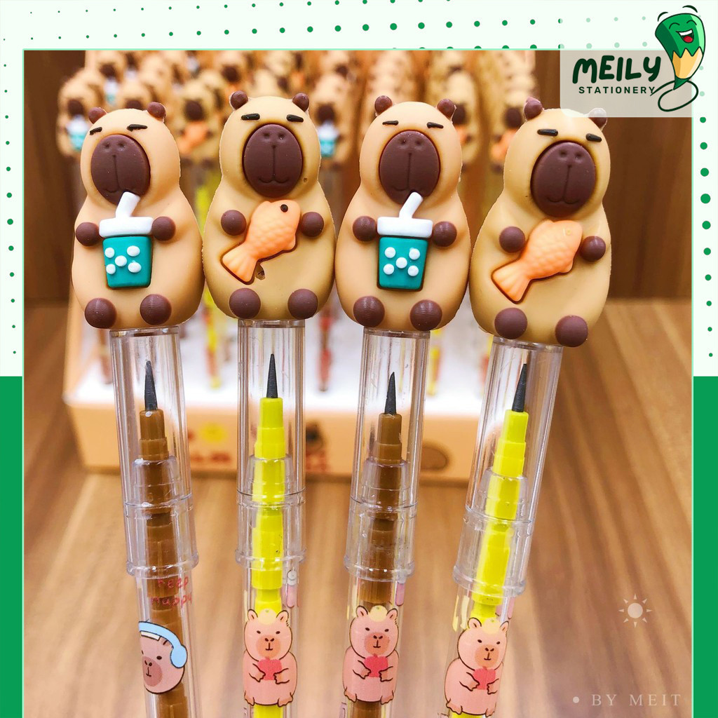 Bút Chì Khúc Capybara B174 Dễ Thương Bút Hình Hoạt Hình, Có Ruột Refill Thay Thế Tiện Dụng