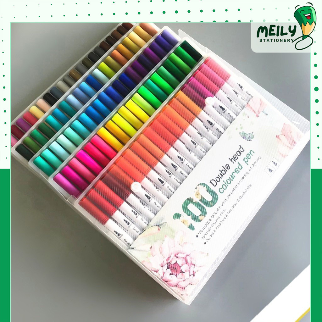 Bút dual tip 2 đầu gồm đầu lông brush + đầu liner viết calligraphy B07 MEILY VPP MEILY