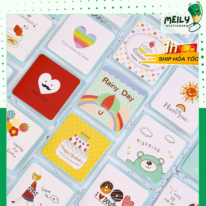 Thiệp chúc mừng mini dễ thương nhiều mẫu kèm bao thư ngoài VPP MEILY