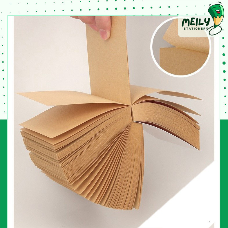 Set 400 tờ note giấy ghi chú màu kraft trơn tiện lợi đơn giản ghi chép trang trí VPP MEILY