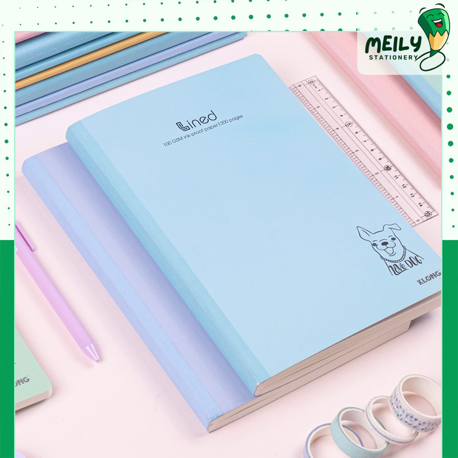 Vở Klong 80-120-200 trang kẻ ngang dòng chấm B5 may dán gáy bìa màu Pastel Klong giấy dày VPP KLONG