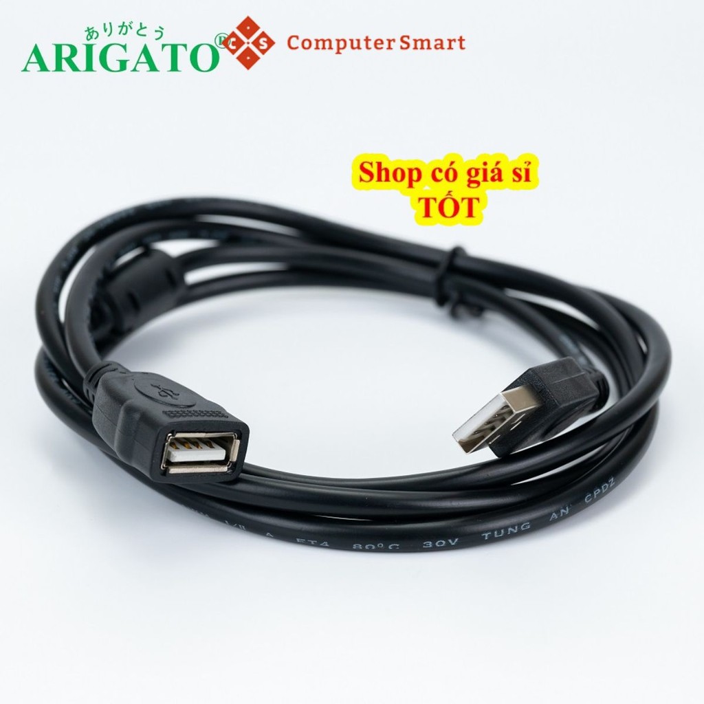 Dây Cáp, Dây cáp nối dài USB 1.5m màu đen chống nhiễu, siêu ổn định