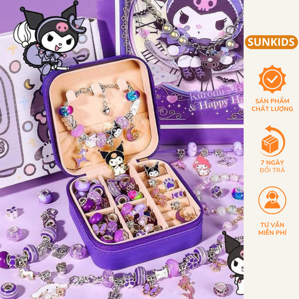 Vòng charm pandora 66 món full hộp đựng xịn xò cho bé gồm 3 dây chuyền dài, 3 vòng pandora hợp kim k