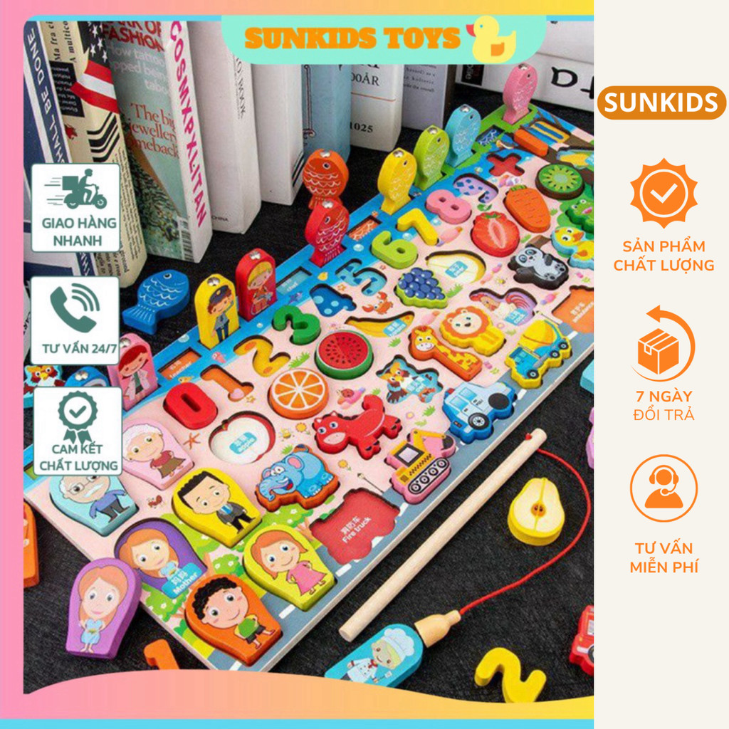 Bộ đồ chơi ghép gỗ sáng tạo Montessori HL793 (5in1) Sunkids Store