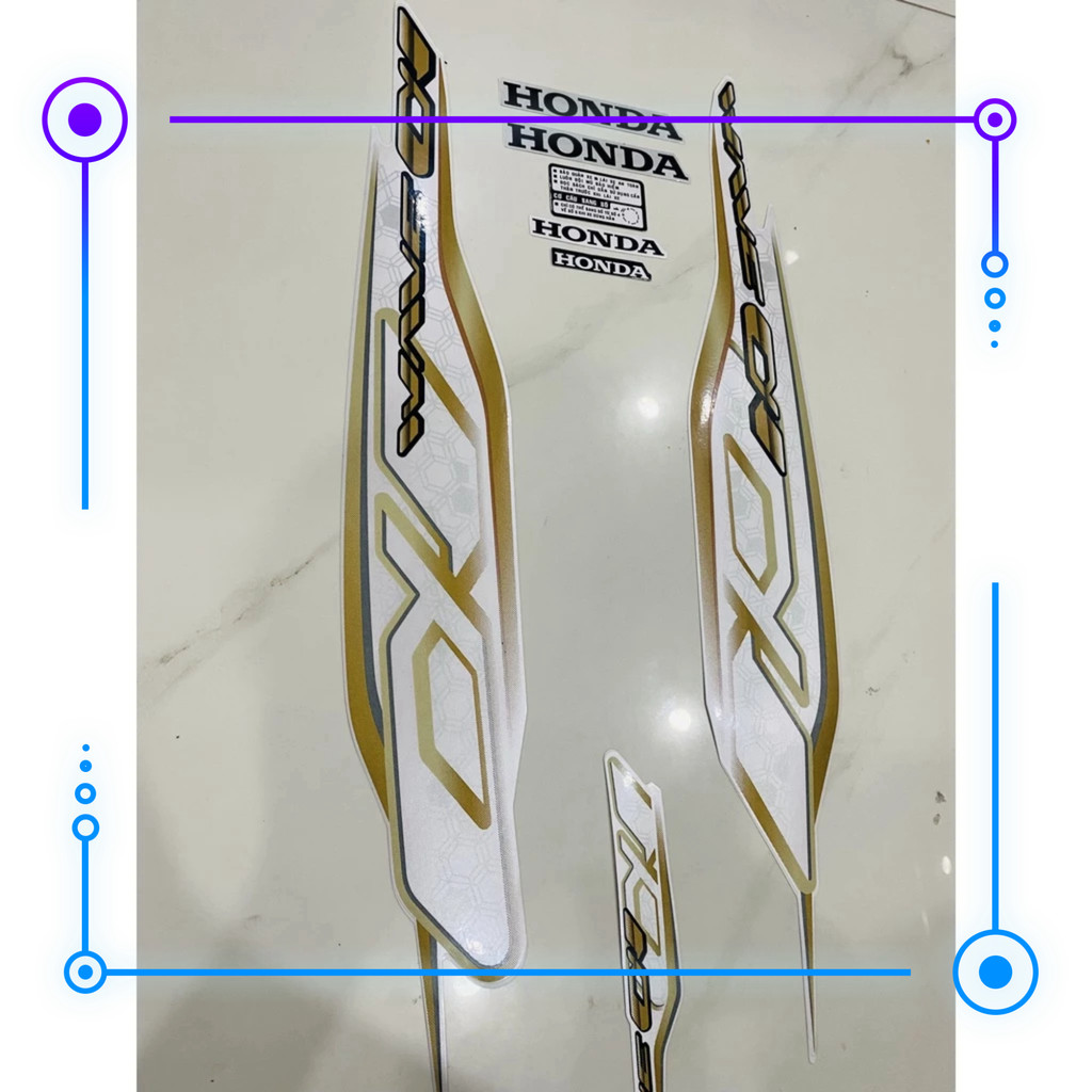 Tem dán xe máy Honda Wave alpha Wave đời 2020 2021 màu trắng siêu sắc nét
