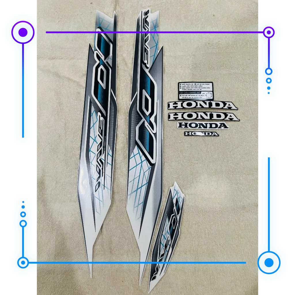 Tem dán xe máy honda wave a đời 2024 wave anpha wave alpha zin thái siêu đẹp (màu trắng bạc)